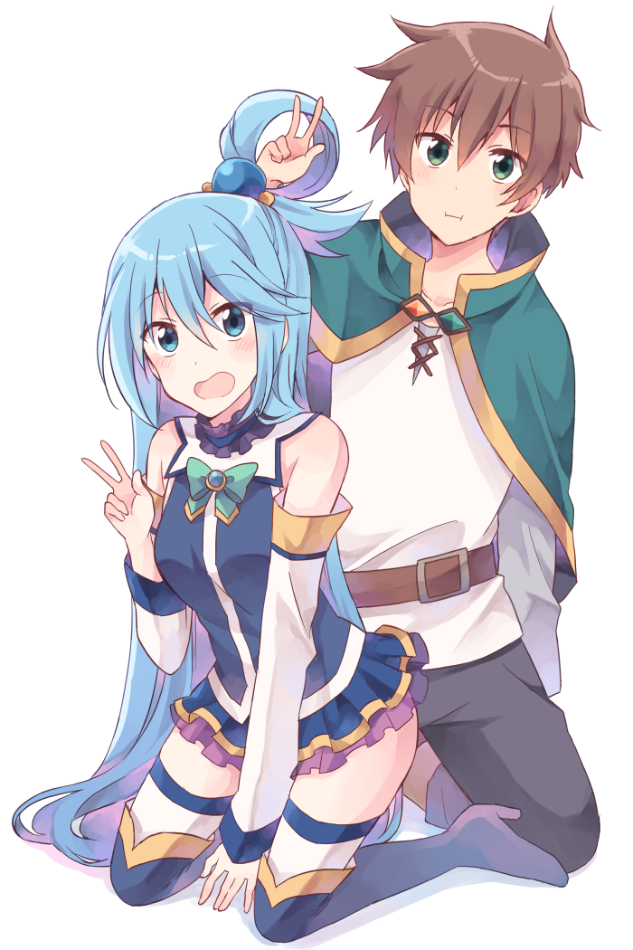 aqua and satou kazuma (kono subarashii sekai ni shukufuku wo!) drawn by miso_(mimimiso)
