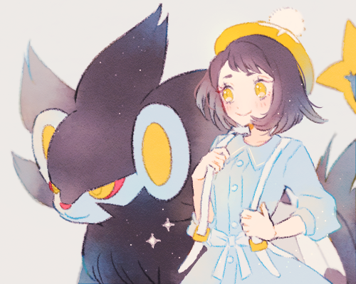 gloria and luxray (pokemon and 1 more) drawn by ryokuno_green