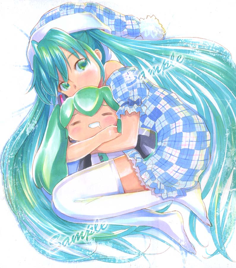hatsune miku and chibi miku (vocaloid) drawn by mayo_riyo