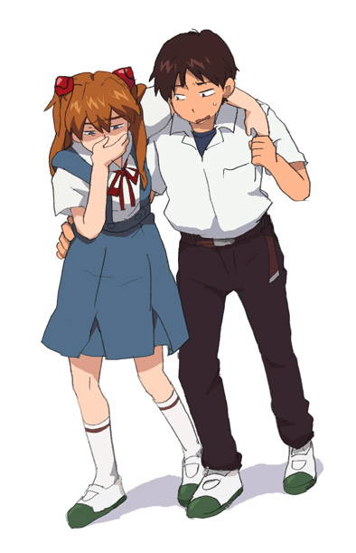 souryuu asuka langley and ikari shinji (neon genesis evangelion) drawn by mogumogumogu