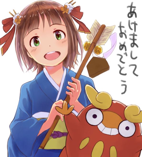amami haruka and darumaka (pokemon and 1 more) drawn by k@ito90p