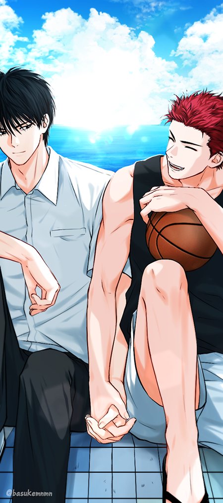 sakuragi hanamichi and rukawa kaede (slam dunk) drawn by basukemnmn