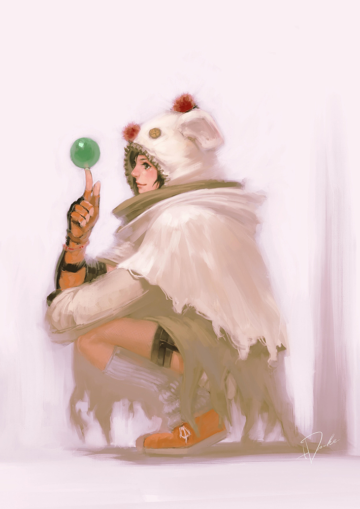 yuffie kisaragi and moogle (final fantasy and 2 more) drawn by tdsuke