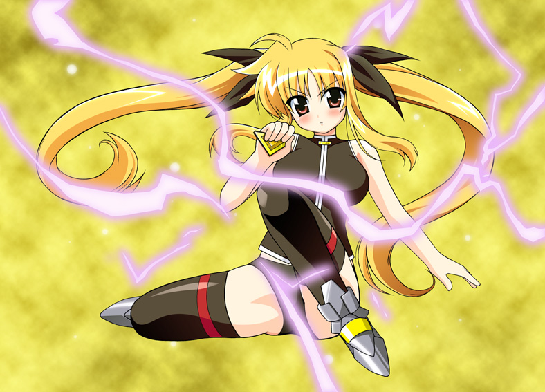 fate testarossa and bardiche (lyrical nanoha and 1 more) drawn by chirorian