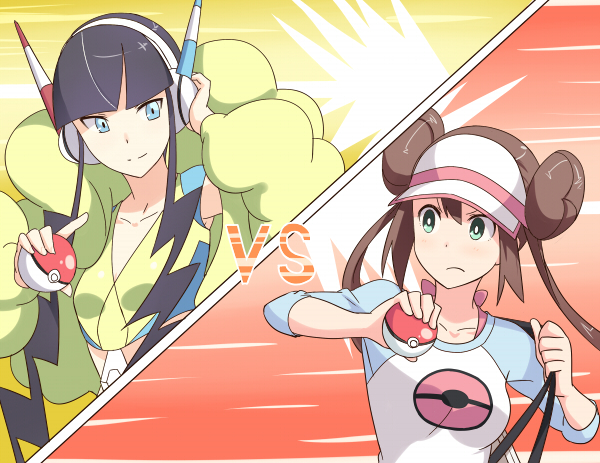 rosa and elesa (pokemon and 1 more) drawn by hyakuen_raitaa