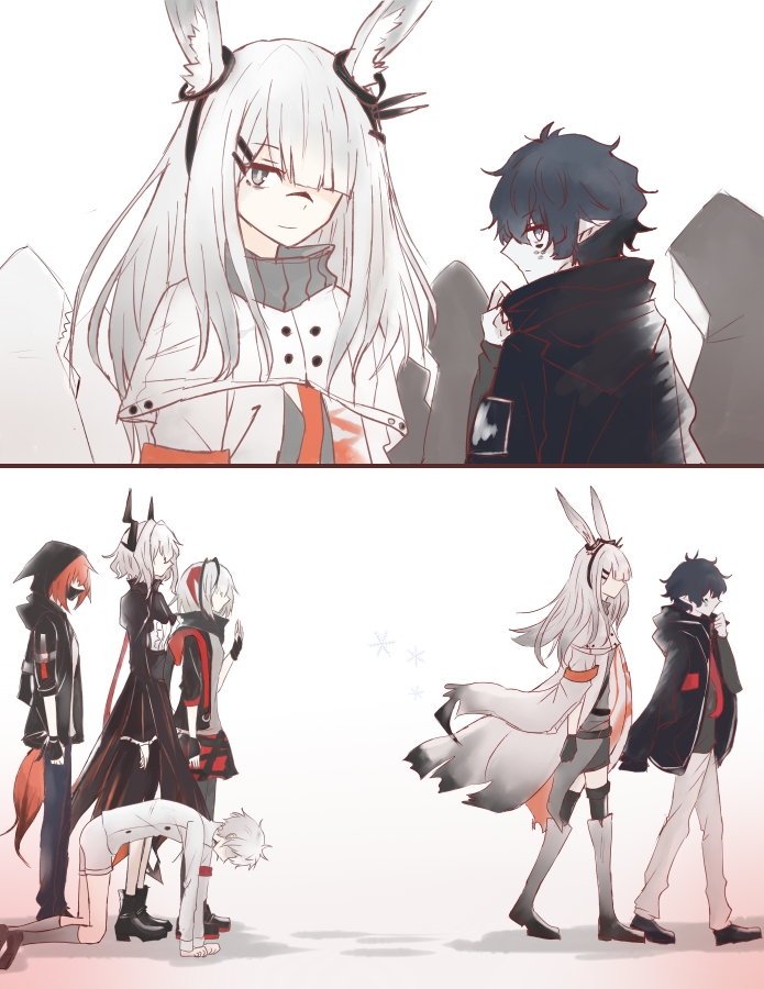 w, frostnova, talulah, crownslayer, mephisto, and 1 more (arknights) drawn by happy-myself