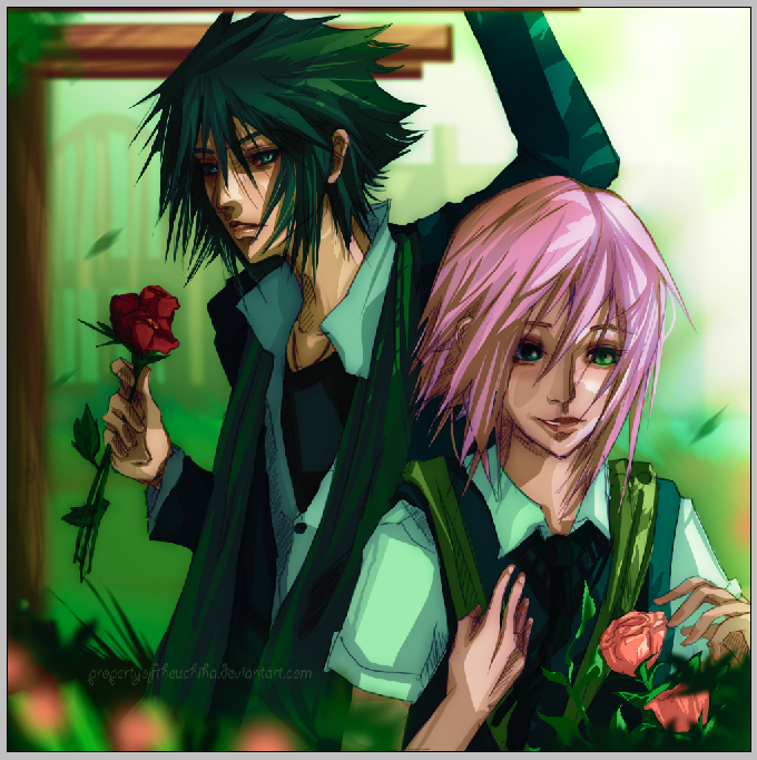 haruno sakura and uchiha sasuke (naruto and 1 more) drawn by propertyoftheuchiha