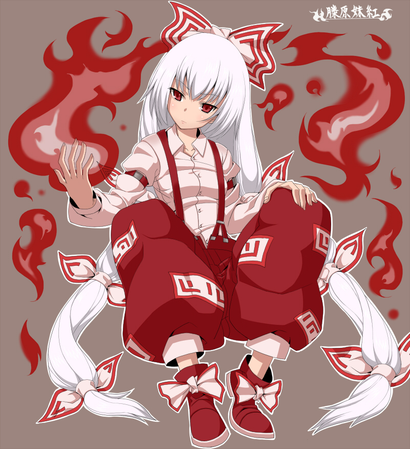 fujiwara no mokou (touhou) drawn by shirorenge_(huruhuru)