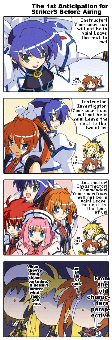 fate testarossa, takamachi nanoha, yagami hayate, subaru nakajima, teana lanster, and 1 more (lyrical nanoha and 1 more)