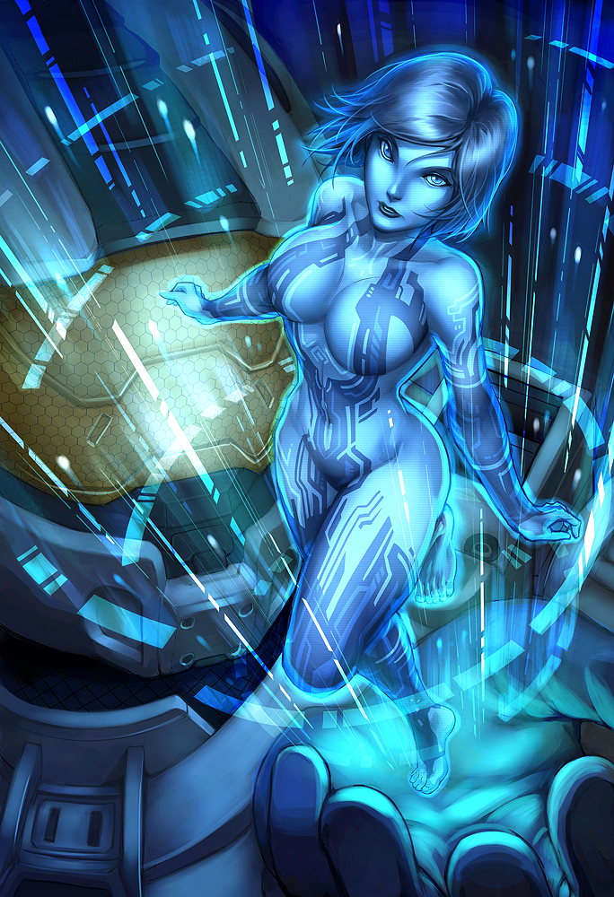 master chief and cortana (halo and 1 more) drawn by kuroi-tsuki