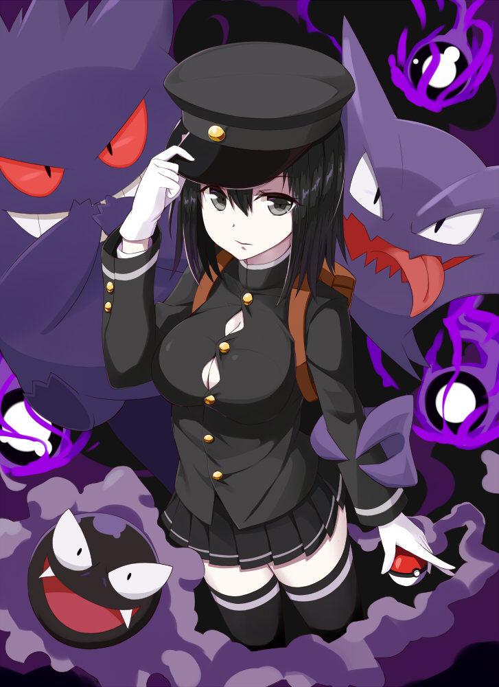 akitsu maru, gengar, akitsu maru kai, gastly, and haunter (kantai collection and 1 more) drawn by takehana_note