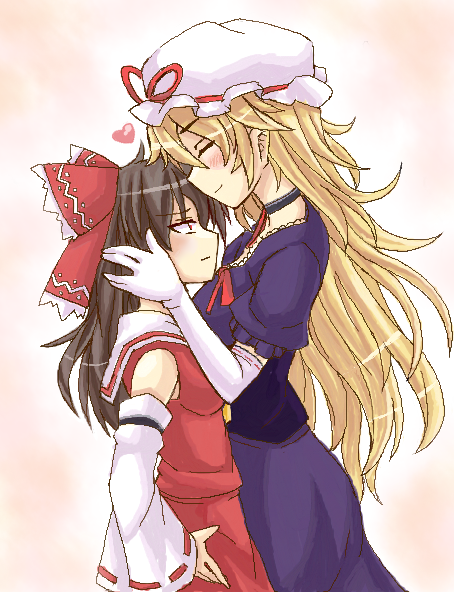 hakurei reimu and yakumo yukari (touhou) drawn by tanakara