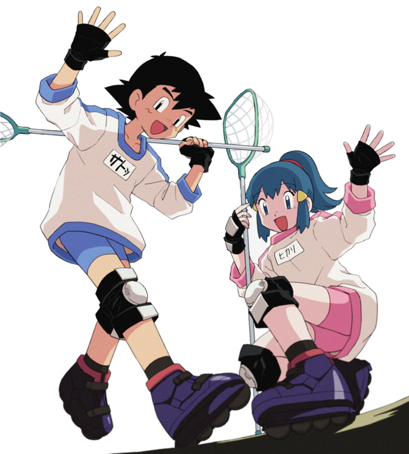 dawn and ash ketchum (pokemon and 2 more) drawn by dododo_dadada