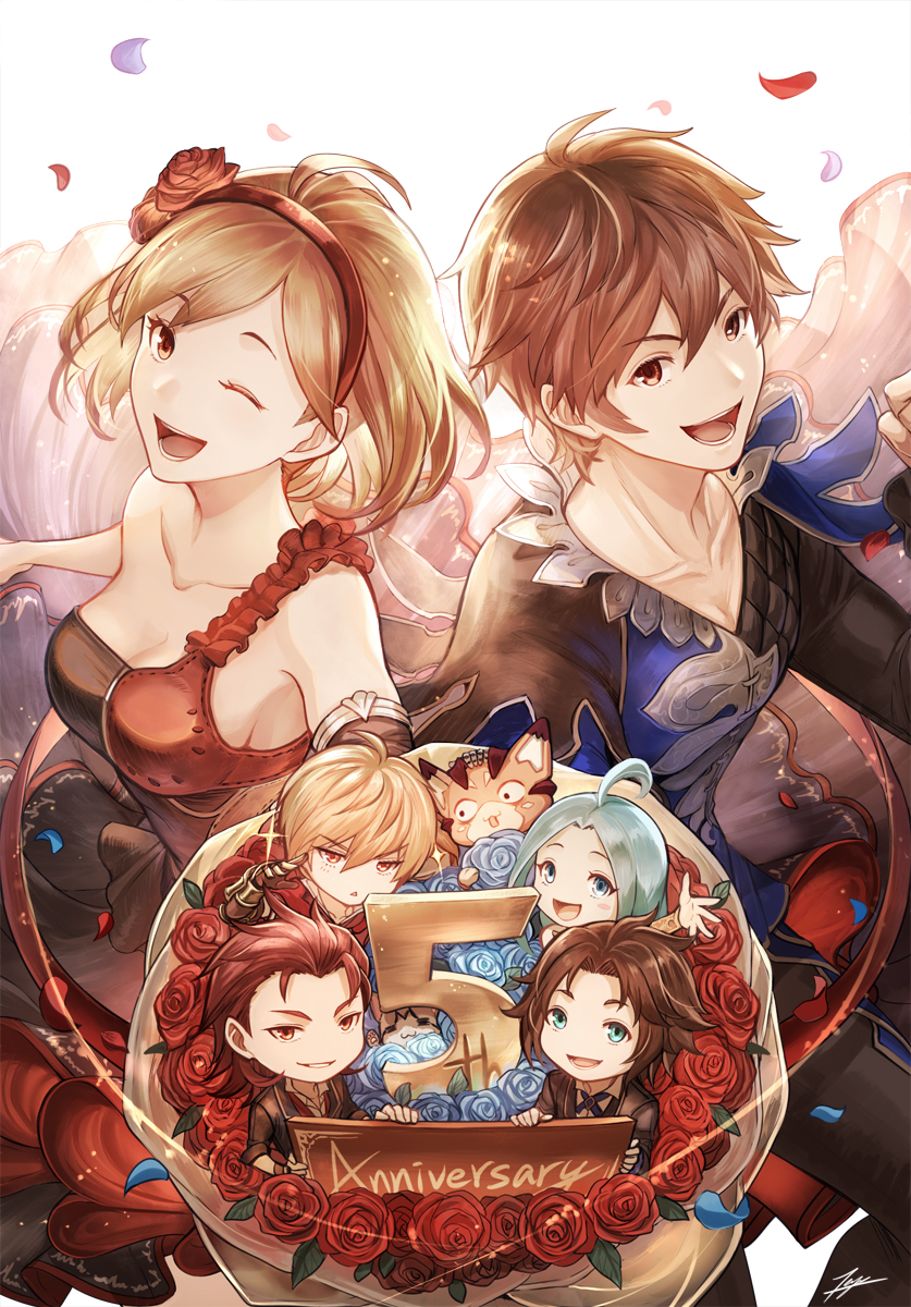 djeeta, gran, lyria, vyrn, percival, and 3 more (granblue fantasy) drawn by tenyo0819