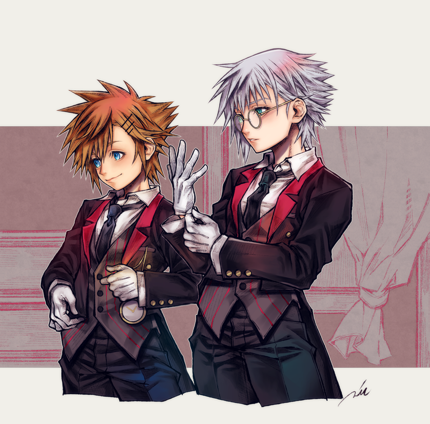 sora and riku (kingdom hearts) drawn by mim_(mimya0600)