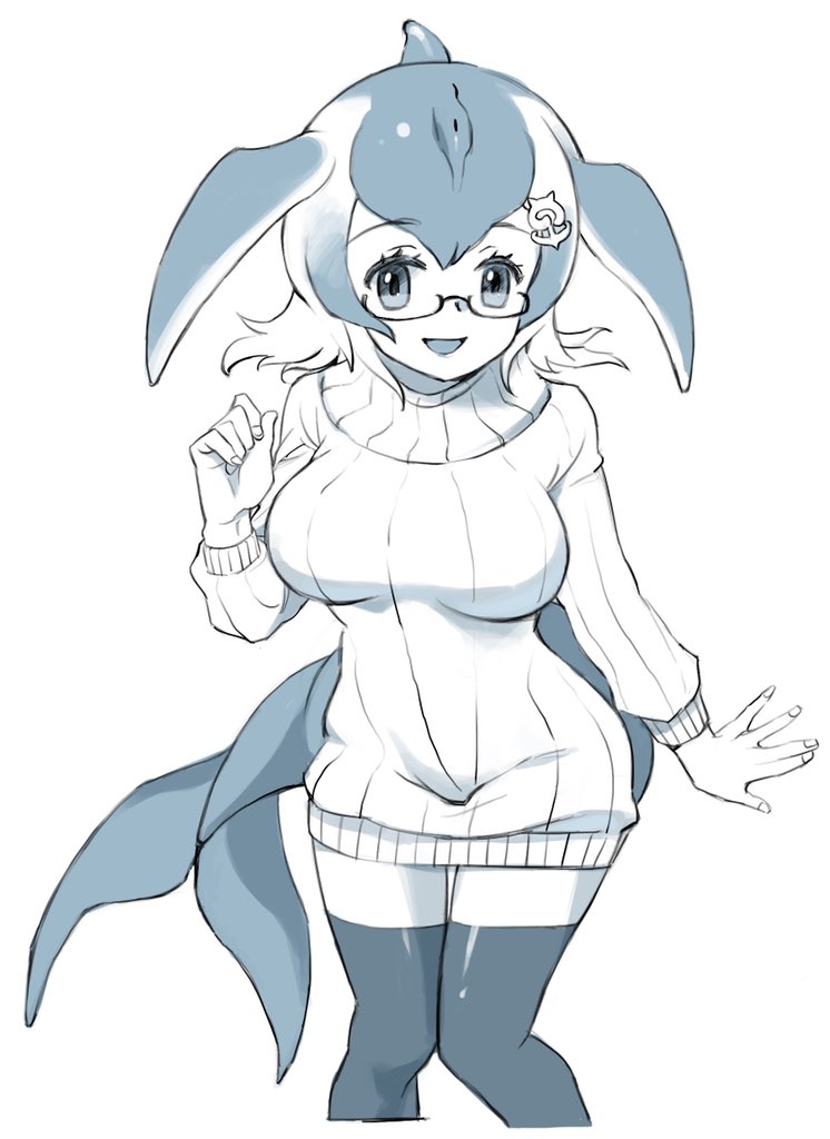 blue whale (kemono friends and 1 more) drawn by arii_erice