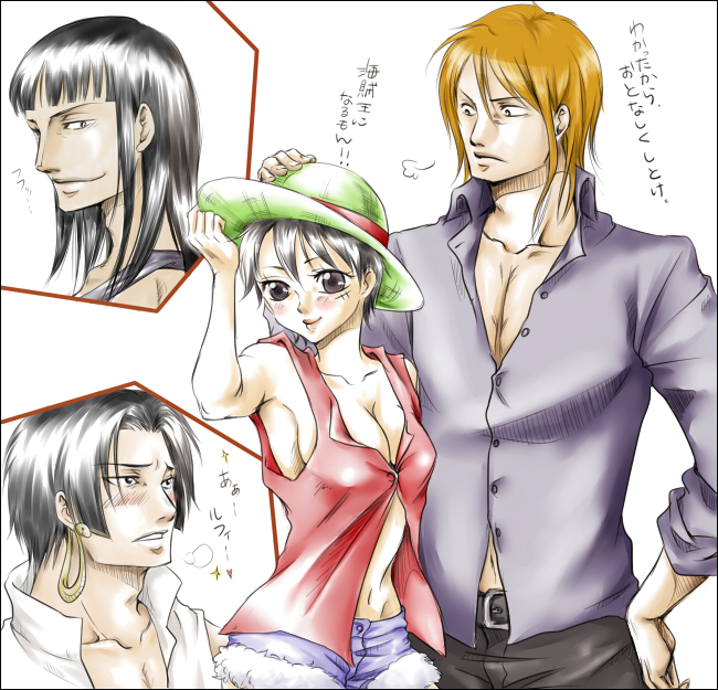 nami, nico robin, boa hancock, and luffyko (one piece) drawn by yukiko_(mikkai)