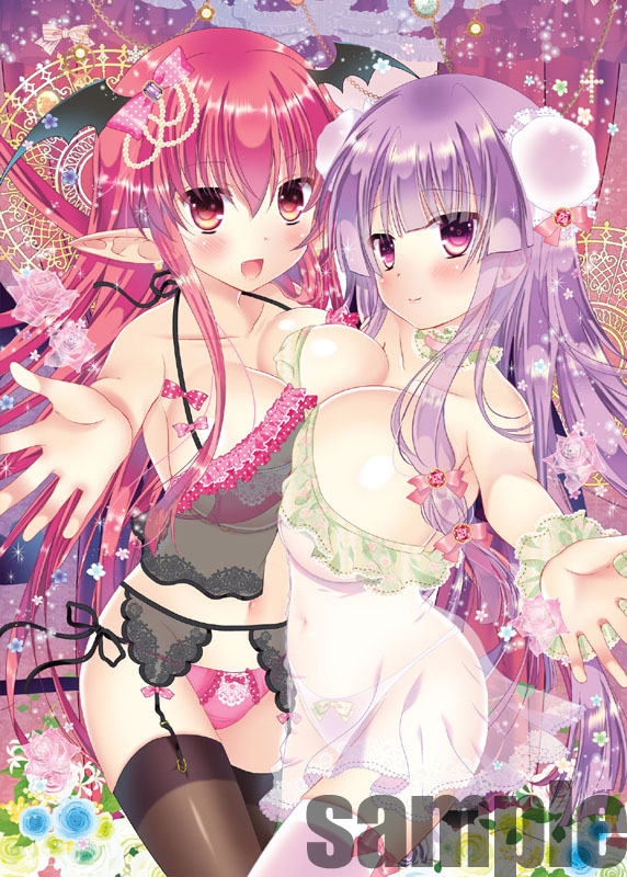 patchouli knowledge and koakuma (touhou) drawn by pekopokox