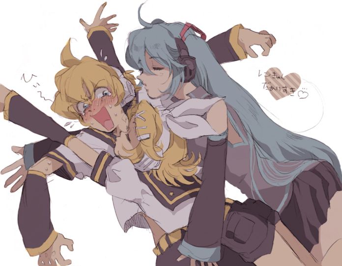 hatsune miku, kagamine rin, and kagamine len (vocaloid) drawn by chunko