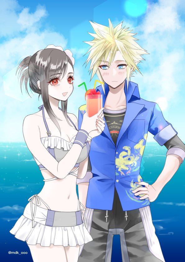 tifa lockhart and cloud strife (final fantasy and 3 more) drawn by mdk_ooo