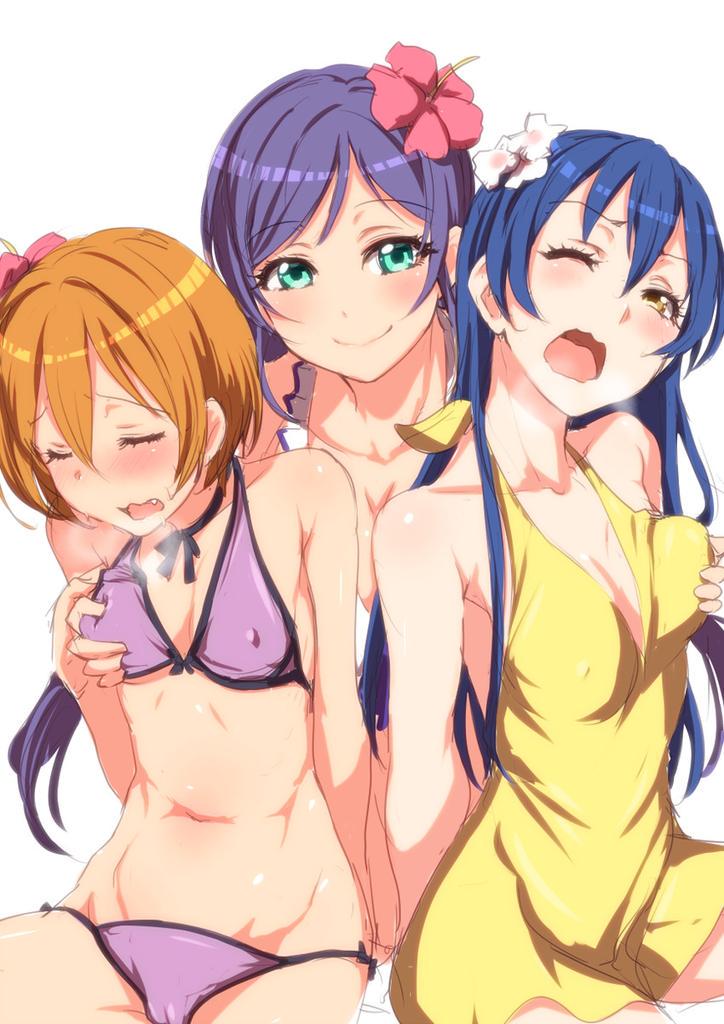 tojo nozomi, sonoda umi, and hoshizora rin (love live! and 1 more) drawn by clearite