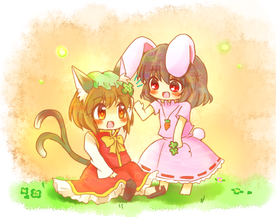 chen and inaba tewi (touhou) drawn by tanikake_yoku