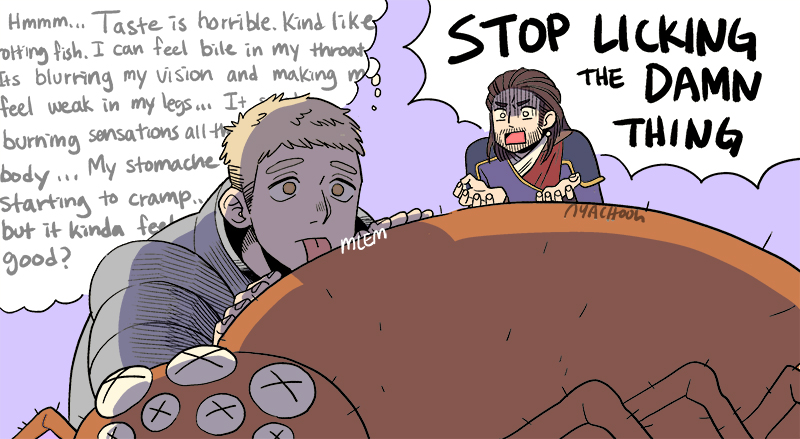 laios touden and gale (dungeon meshi and 3 more) drawn by nyachooh