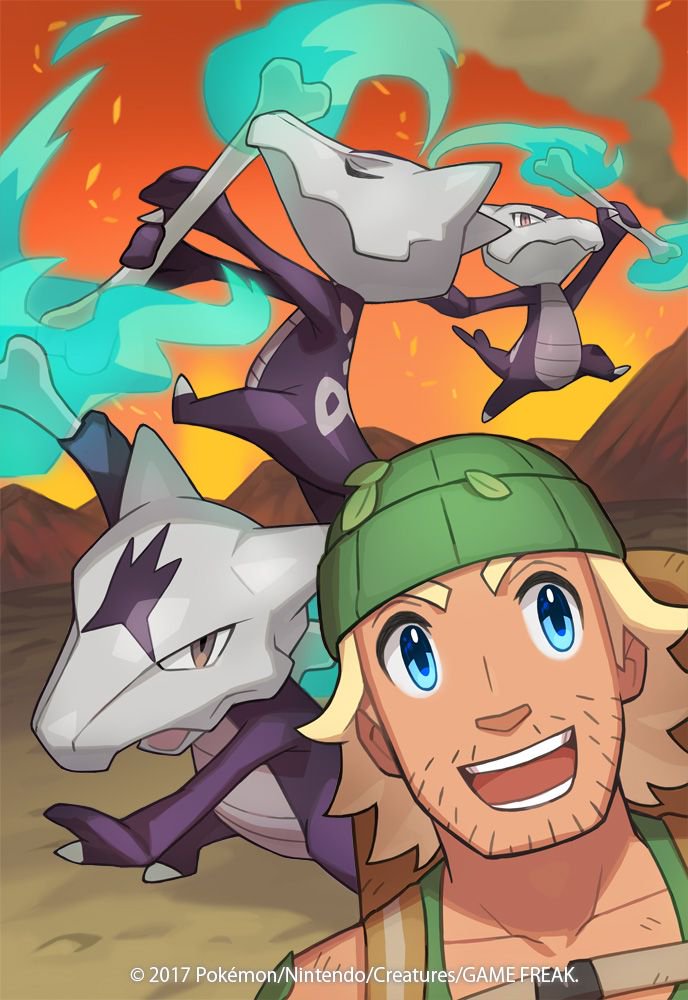 alolan marowak and hiker (pokemon and 2 more) drawn by saitou_naoki