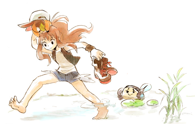 hilda, tepig, and tympole (pokemon and 1 more) drawn by yuza