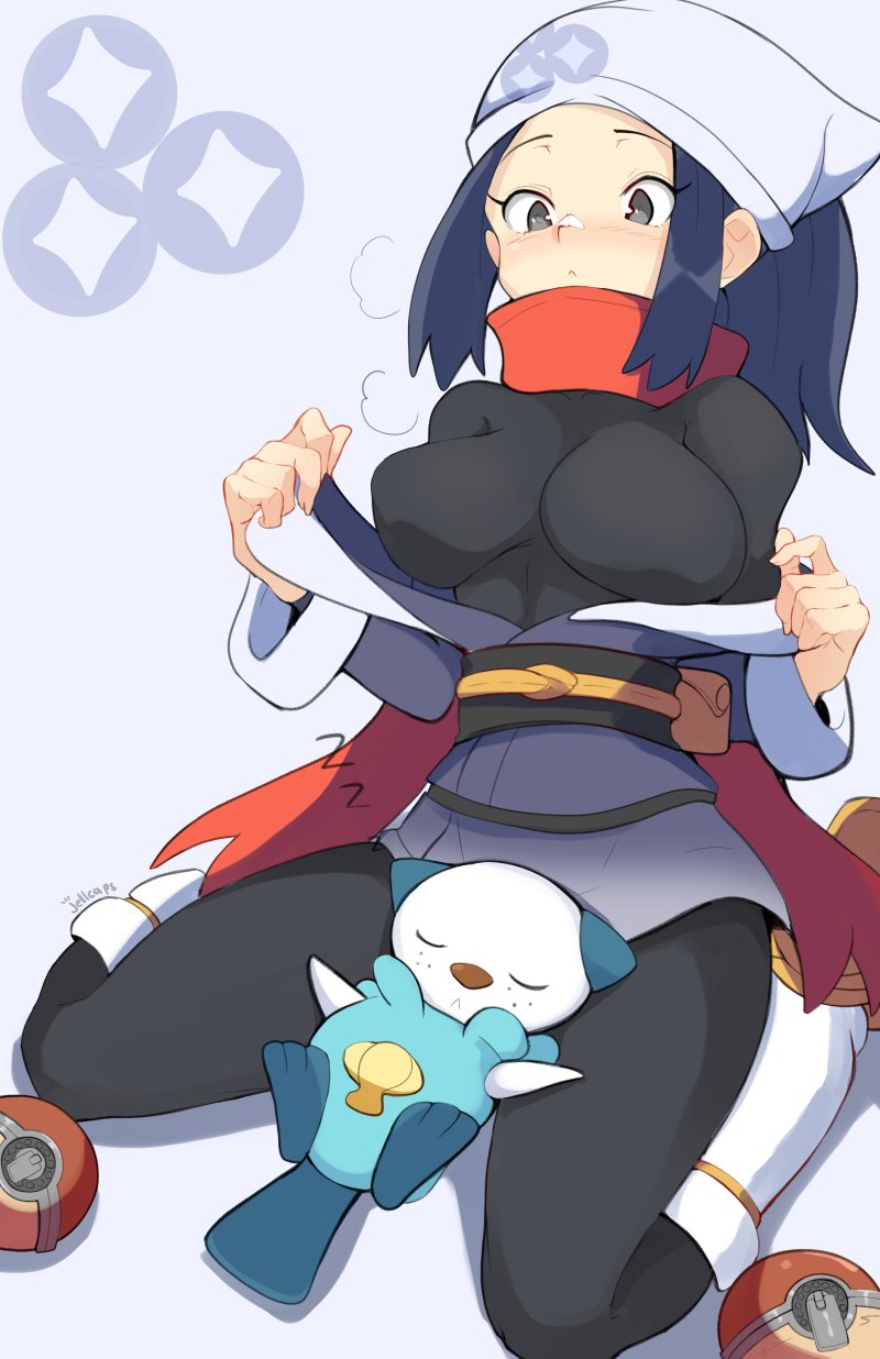 akari and oshawott (pokemon and 1 more) drawn by jellcaps
