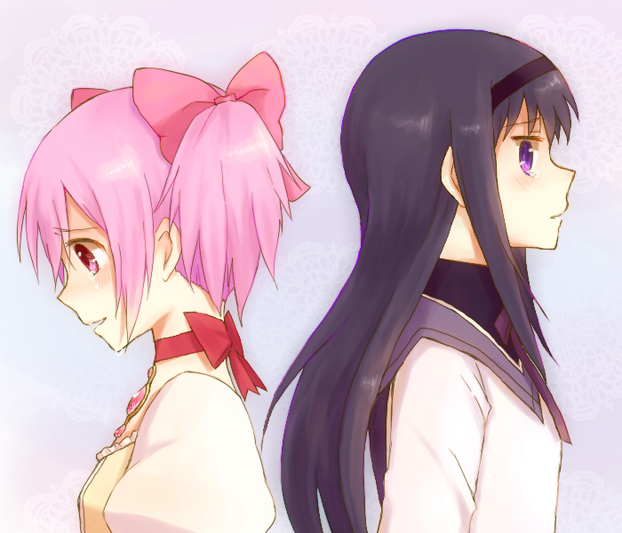 akemi homura and kaname madoka (mahou shoujo madoka magica) drawn by marimo_(marimoya)