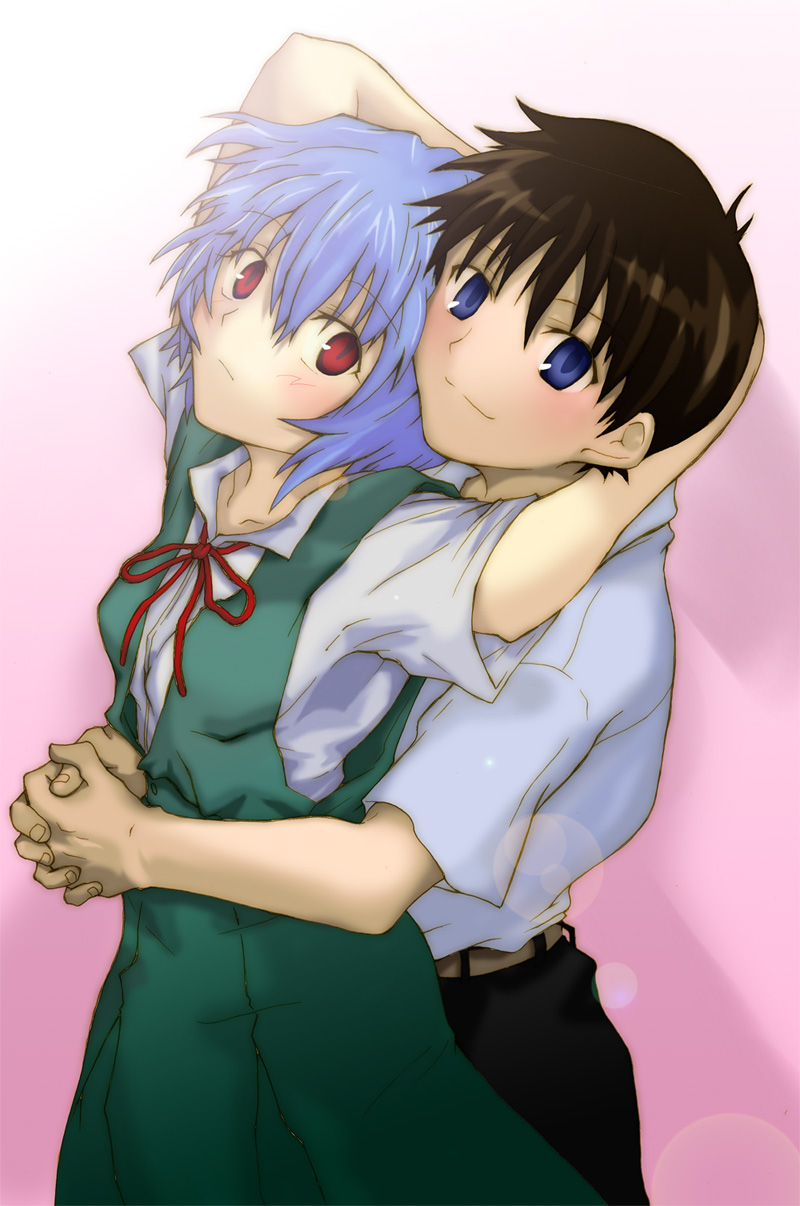 ayanami rei and ikari shinji (neon genesis evangelion) drawn by tententensan