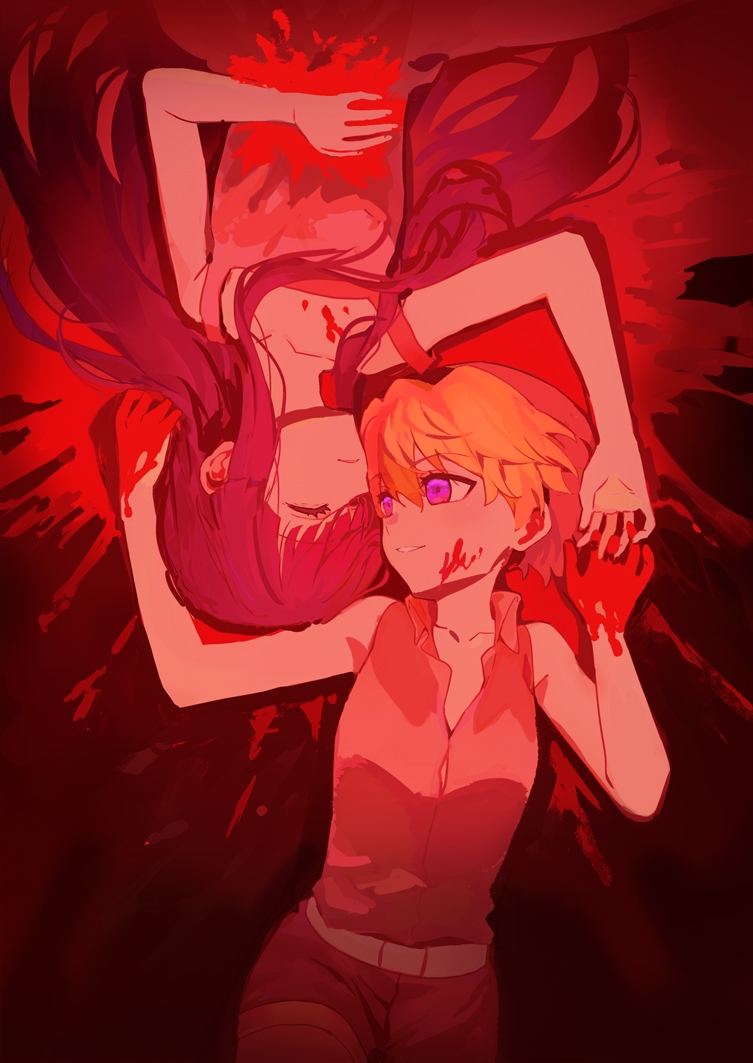 furude rika and houjou satoko (higurashi no naku koro ni and 1 more) drawn by usamin_(megumikira)