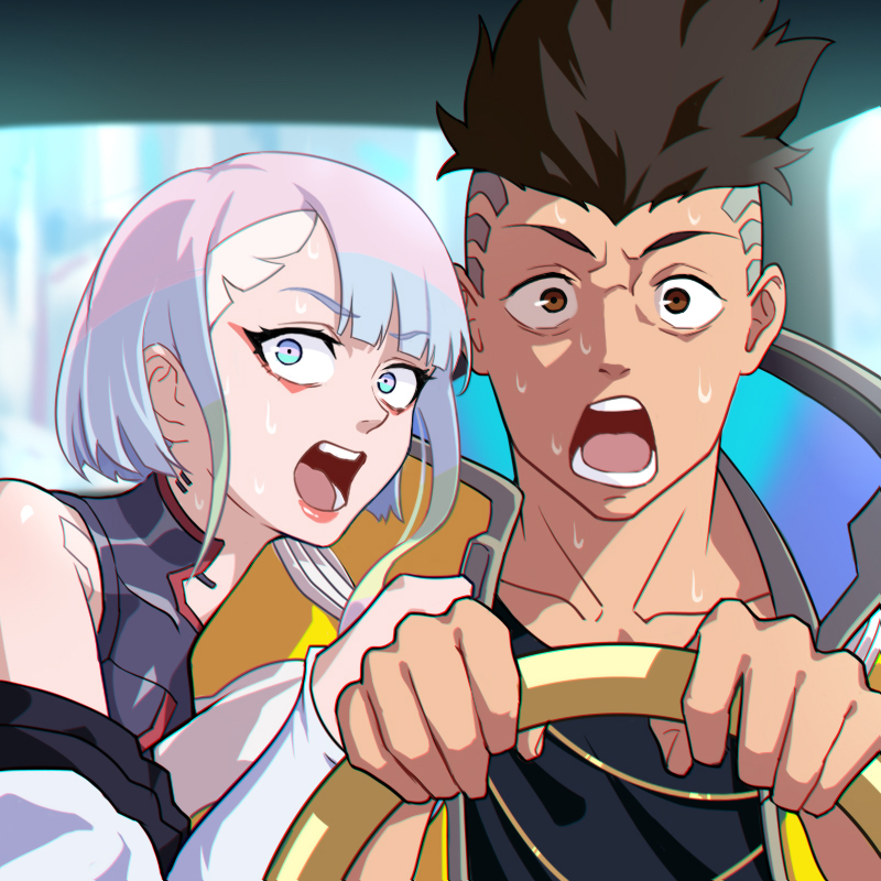 lucy and david martinez (chainsaw man and 2 more) drawn by lifyter