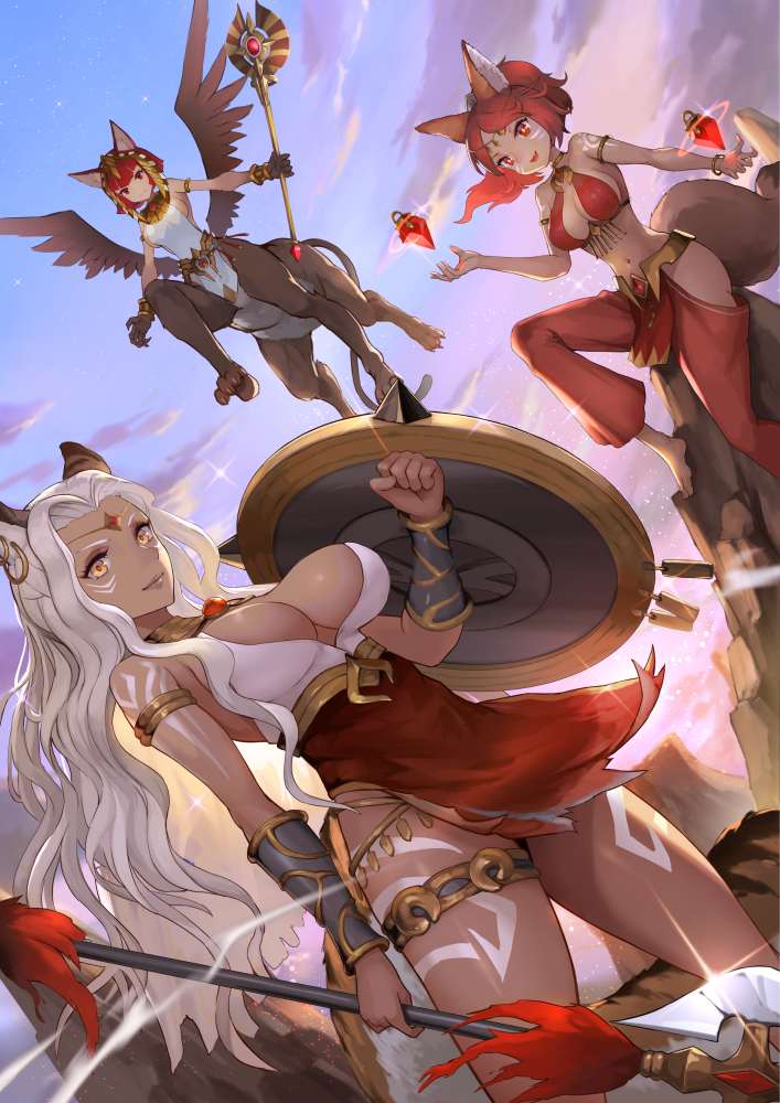 satrana, antandra, and safiya (afk and 1 more) drawn by mokyumokyuchan