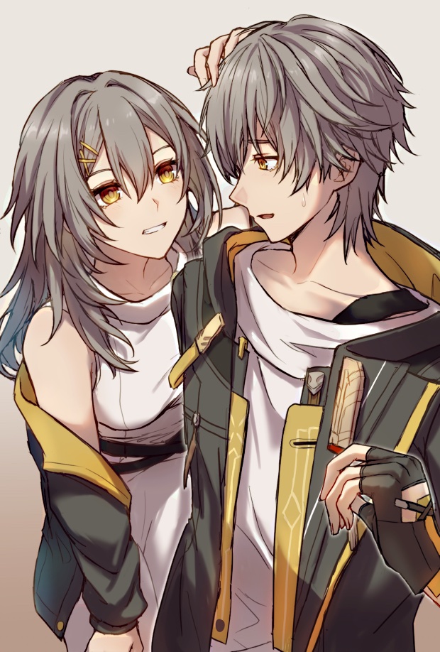 trailblazer, stelle, and caelus (honkai and 1 more) drawn by rune_(rne_at)