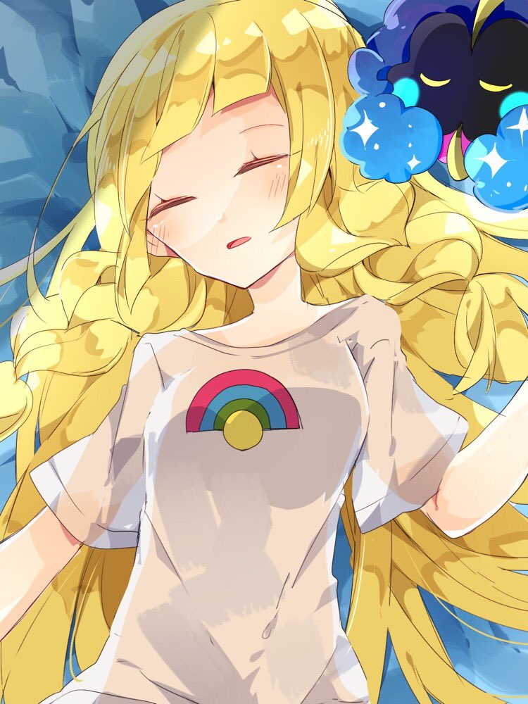 lillie and cosmog (pokemon and 1 more) drawn by nikorashi-ka