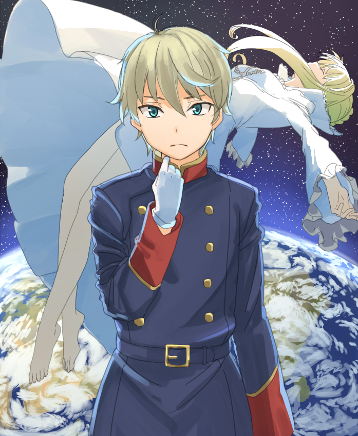slaine troyard and asseylum vers allusia (aldnoah.zero) drawn by kinosaki_(cotton_broom)
