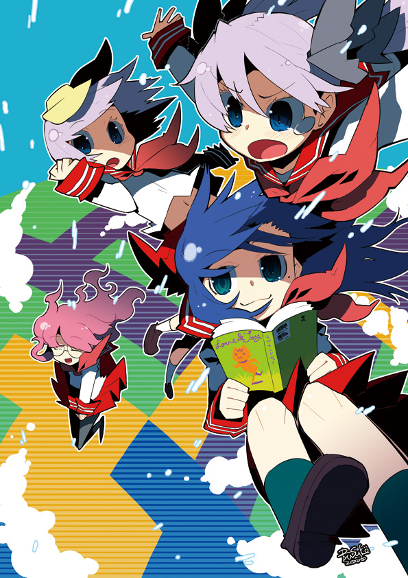 hiiragi kagami, izumi konata, hiiragi tsukasa, and takara miyuki (lucky star) drawn by hamamoto_ryuusuke