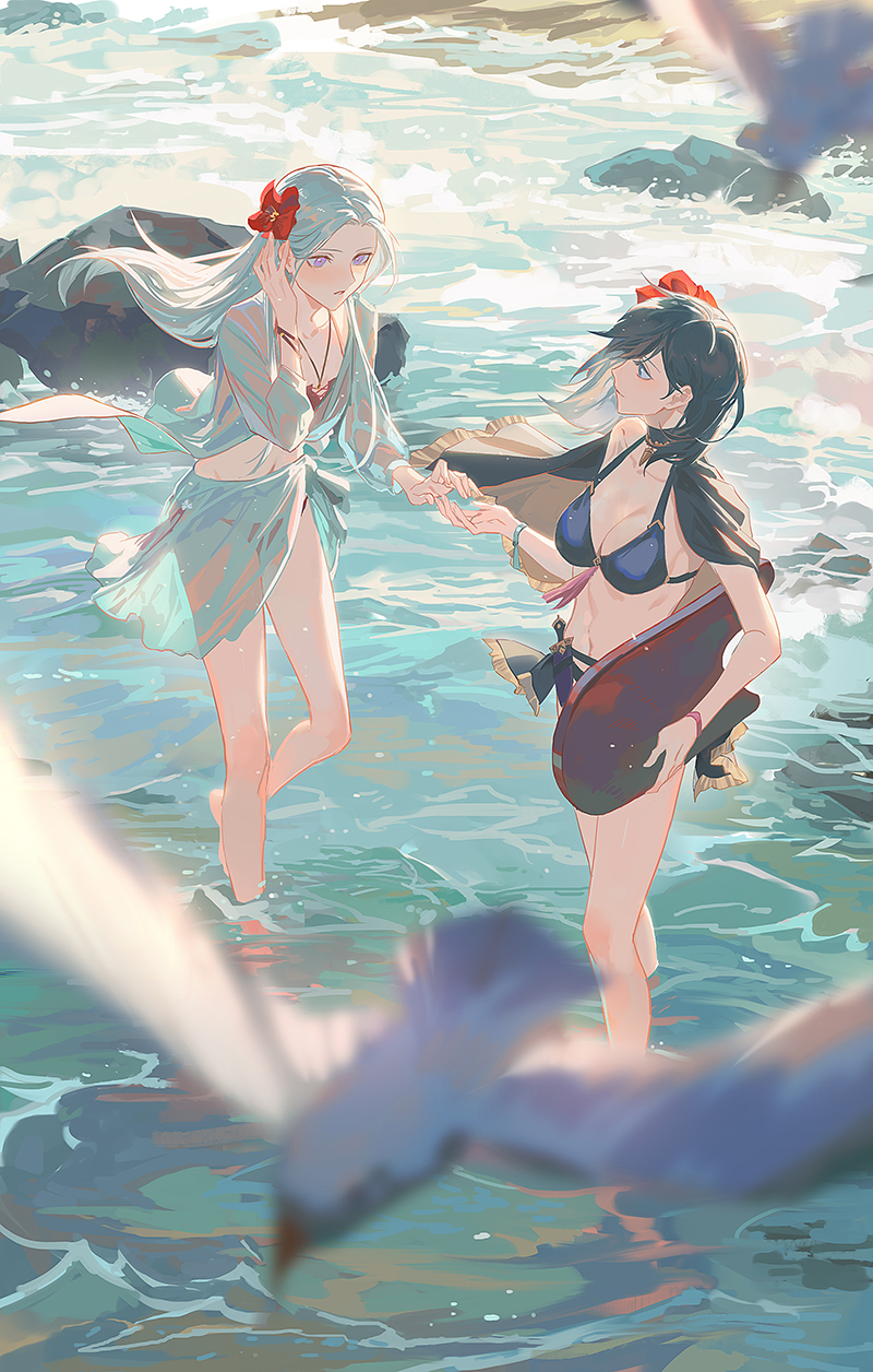 female byleth and edelgard von hresvelg (fire emblem and 2 more) drawn by mo_(ine_mao)
