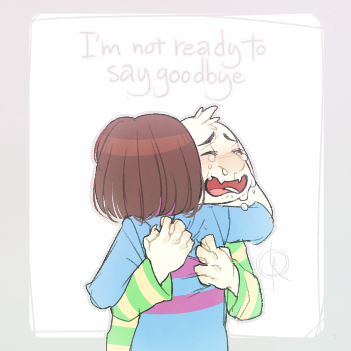 frisk and asriel dreemurr (undertale) drawn by leefii
