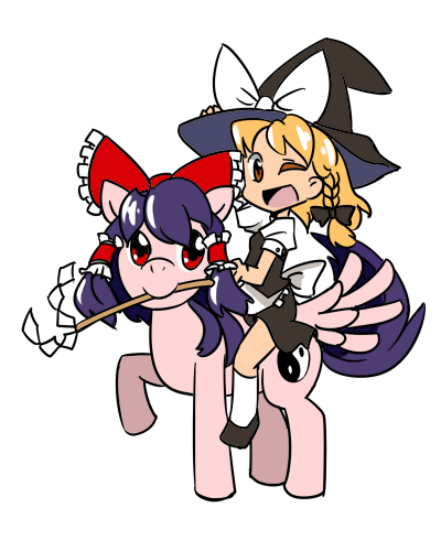 hakurei reimu and kirisame marisa (touhou and 2 more) drawn by zassou_maruko