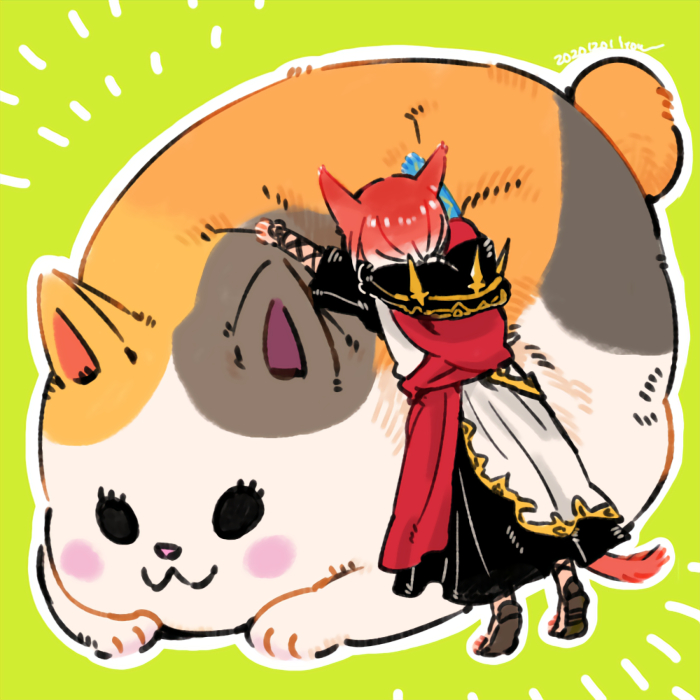 g'raha tia, crystal exarch, and fat cat (final fantasy and 1 more) drawn by itowo_(itowc)