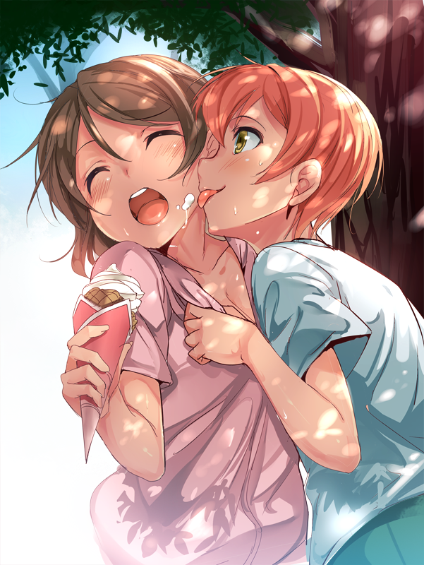 hoshizora rin and koizumi hanayo (love live! and 1 more) drawn by ajishio