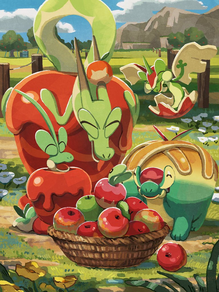 applin, hydrapple, dipplin, appletun, and flapple (pokemon and 1 more)