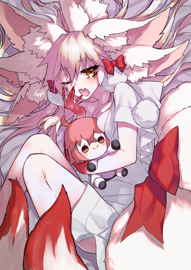 fujimaru ritsuka, tamamo, and koyanskaya (fate and 1 more) drawn by rkp