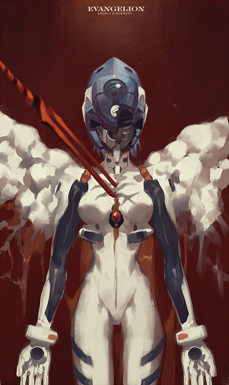 ayanami rei and eva 00 (neon genesis evangelion and 1 more) drawn by rei_(sanbonzakura)