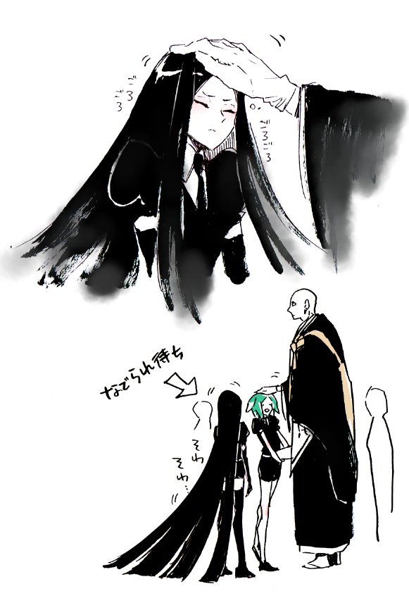 phosphophyllite, bort, and kongou sensei (houseki no kuni) drawn by chiyo_(rotsurechiriha)