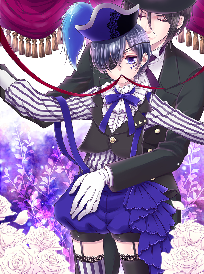 ciel phantomhive and sebastian michaelis (kuroshitsuji) drawn by mika_mikan