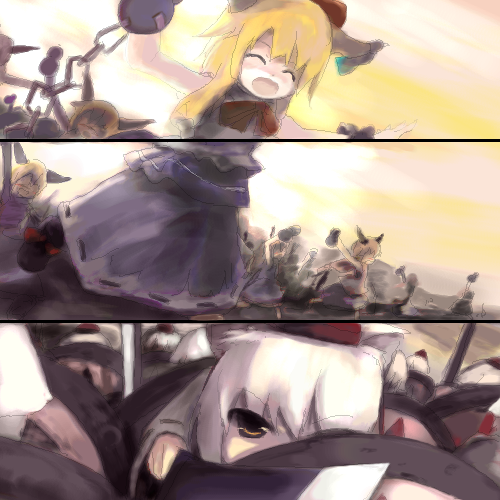 inubashiri momiji and ibuki suika (touhou and 1 more) drawn by tsubasa_(abchipika)